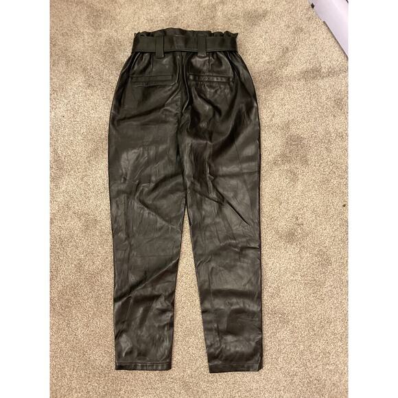 Express Black Faux Leather Ankle High Rise Paperbag Pants,4R - Picture 9 of 10